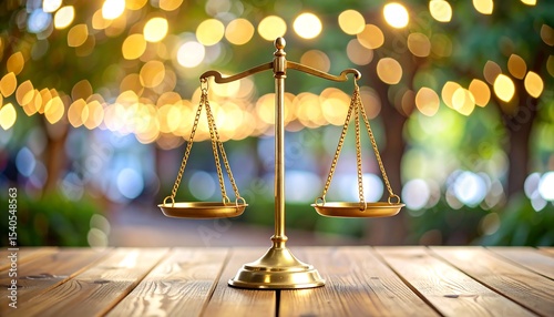 Golden Scales Justice bokeh background.