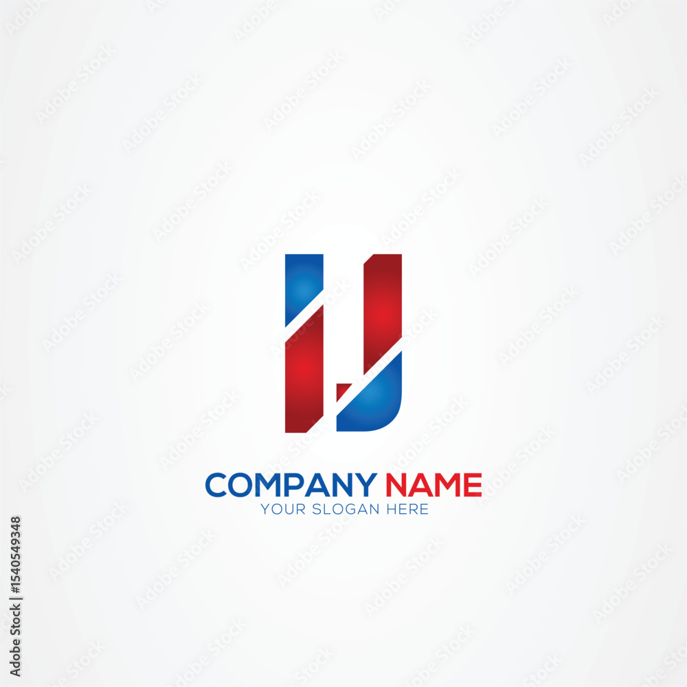 Fototapeta premium IJ JI Creative Modern Letters Logo Design Element red and blue