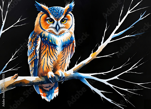 Owl Portrayed in a Dreamlike Scene