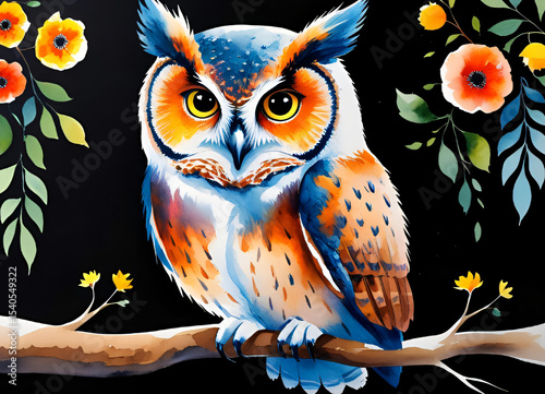 Owl Portrayed in a Dreamlike Scene