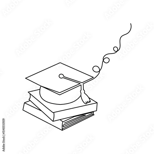 The graduation cap in single line art simply represents success and new beginnings