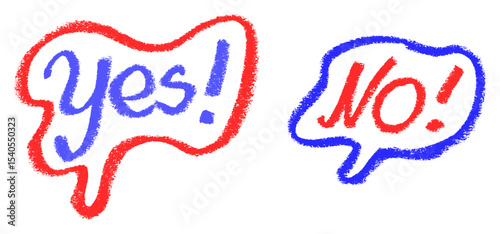 Yes No Speech Bubble Crayon Chalk Drawing Vector