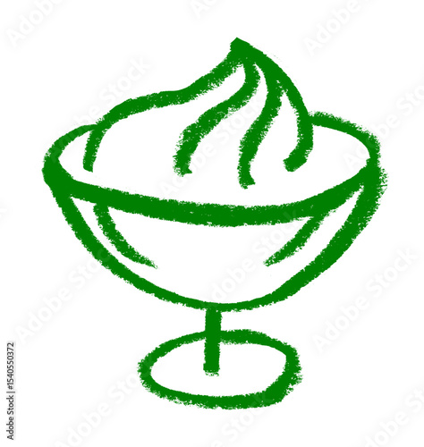 Ice Cream Bowl Icon Crayon Chalk Drawing Vector