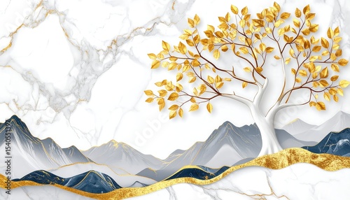 Golden Tree Marble Mountain Art.