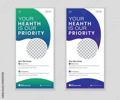 Modern roll-up banner, rack card, and DL flyer design template