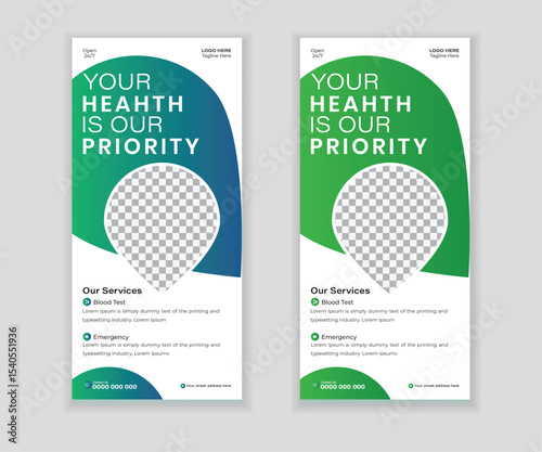 Modern roll-up banner, rack card, and DL flyer design template
