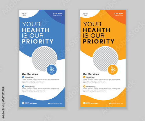 Modern roll-up banner, rack card, and DL flyer design template