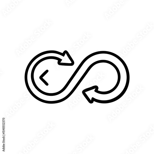 Infinity loop symbol in minimalist style with arrows conveying continuity  