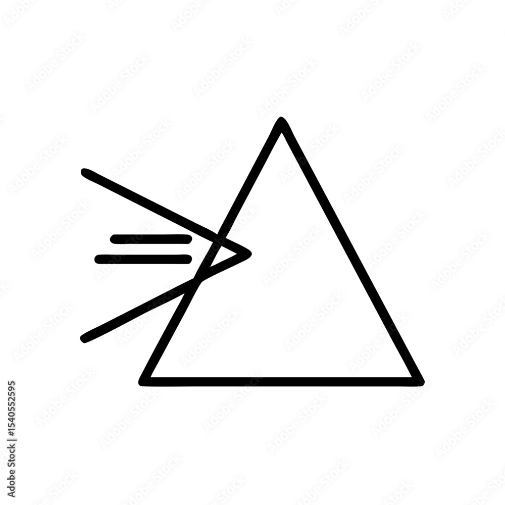 Prism symbol representing light refraction and dispersion concept  