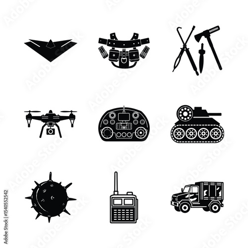 Military Object and Armory Silhouette Vector Pack.