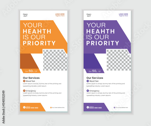 Modern roll-up banner, rack card, and DL flyer design template