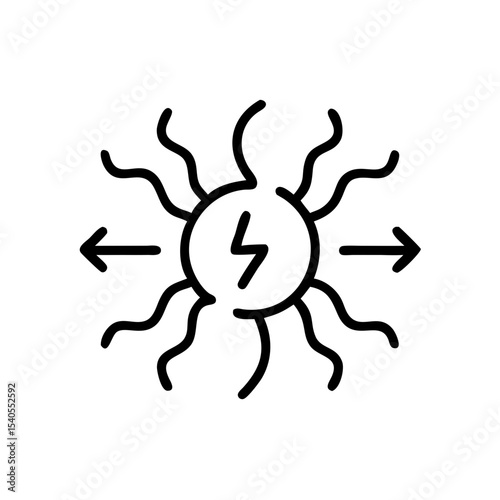 Magnetic field icon with lines and arrows indicating direction  