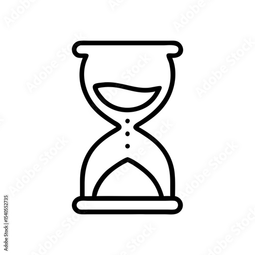 Hourglass icon in minimalist line art design representing time  