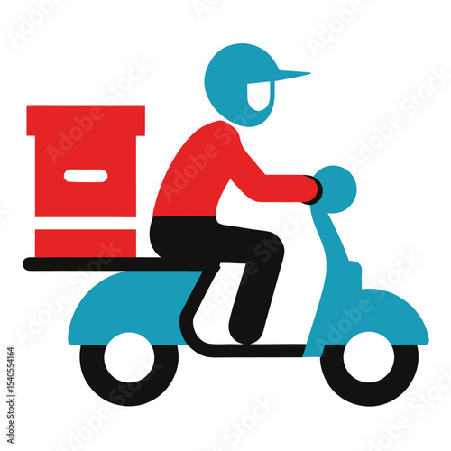 Courier On Scooter With Delivery Box