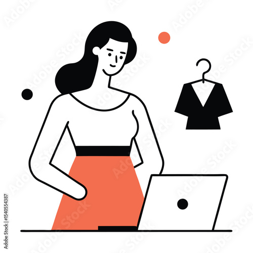 Woman Shopping Fashion Online Art