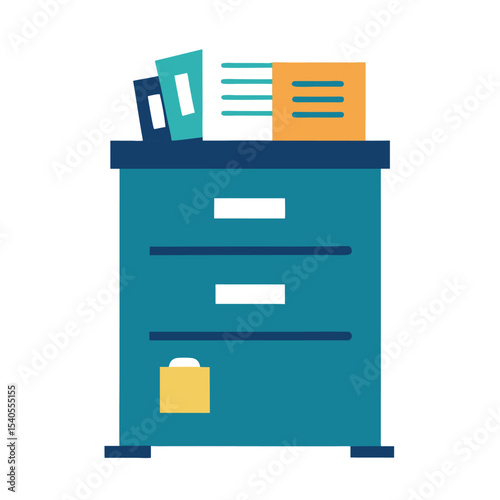 Filing Cabinet With Documents Vector