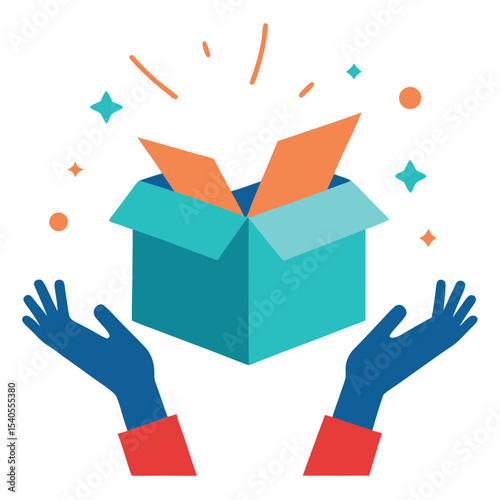 Unboxing Product Hands Vector Style
