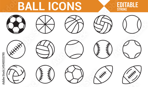 Vector Sports Ball Icons: Soccer, Basketball, Tennis, and Baseball