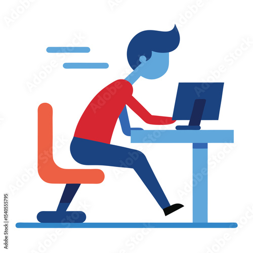Office Worker In Motion Illustration