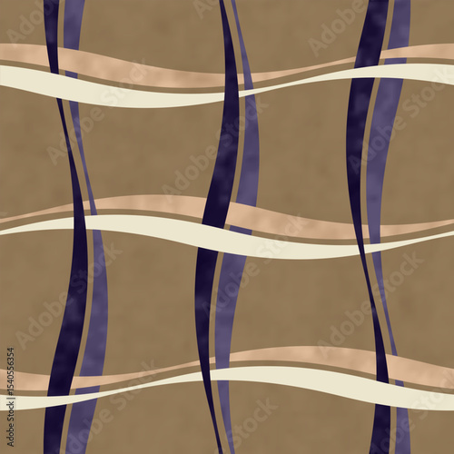 Watercolor Washed Out Curved Windowpane Check Pattern