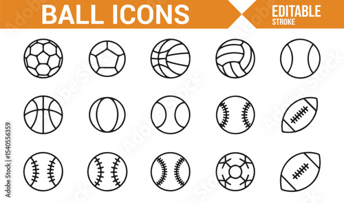 Simple Line Art Sports Balls: Basketball, Soccer, and Tennis in Icon Design