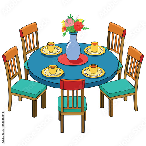 Dining table clipart on white background
