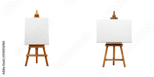 Artistic blank canvases displayed on easels in a bright studio space