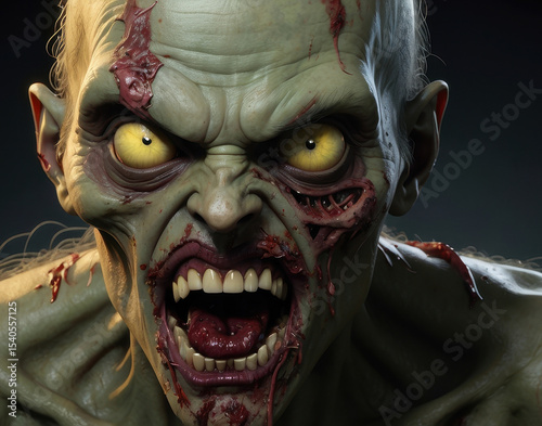 Screaming Undead Fiend with Mutated Flesh – Stylized Horror Portrait