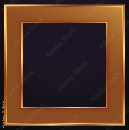 A sophisticated square frame with a wide, metallic gold-bronze border and thin golden outlines.
