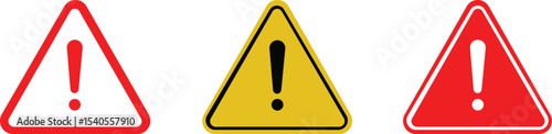 Warning triangle icon set. Warning sign with exclamation mark.Road sign alert.Caution danger sign.Warning sign with an exclamation point in a triangle.Do not enter sign business Eps 10