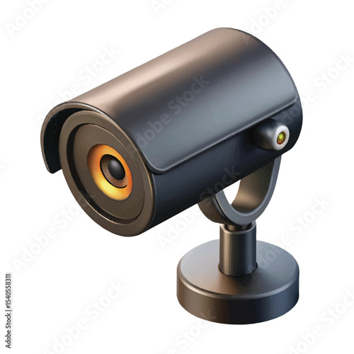 A realistic black CCTV camera inside view designed for digital surveillance, security branding, and smart home visuals.