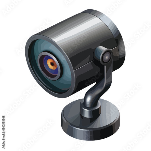 Wall-mounted black CCTV camera icon is perfect for digital security, monitoring design, and protective technology use.