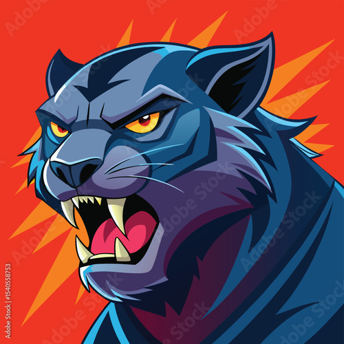 Aggressive Stylized Panther Head