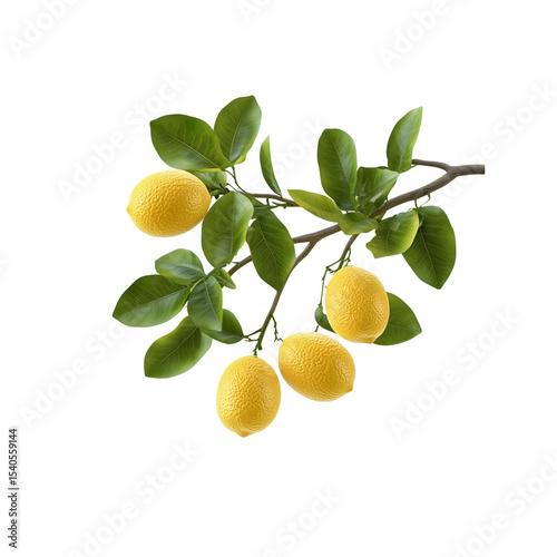 Lemon Branch: Fresh, ripe lemons hanging from a vibrant green branch.  The bright yellow lemons and glossy leaves create a zesty, visually appealing image.