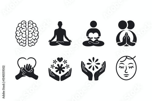 Wellness Icons Set for Relaxation and Mindfulness