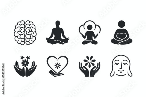 Wellness Icons Set for Relaxation and Mindfulness