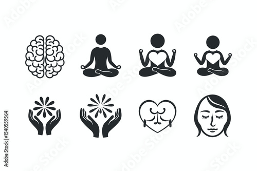 Wellness Icons Set for Relaxation and Mindfulness