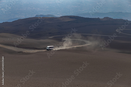 Tour bus on Mount Etna