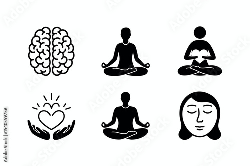 Wellness Icons Set for Relaxation and Mindfulness