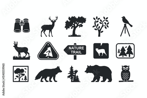 Collection of Nature Icons for Outdoor Recreation