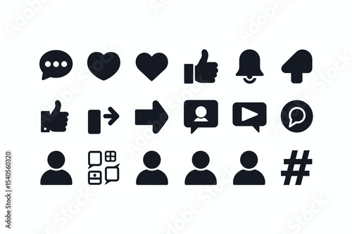 Flat Social Media Icons Set for Digital Marketing