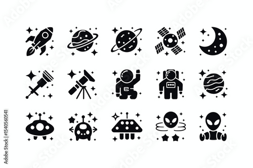 Set of Space Icons, Vector Illustration
