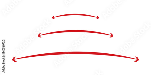 Double headed red long arrow set. Dual sided red arrow icon. Vector Formats. Double ended red long arrow illustration. Red outline arrow.