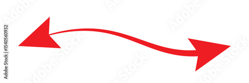 Double headed red long arrow set. Dual sided red arrow icon. Vector Formats. Double ended red long arrow illustration. Red outline arrow.