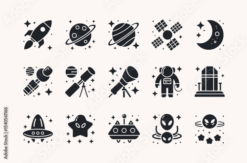 Set of Space Icons, Vector Illustration