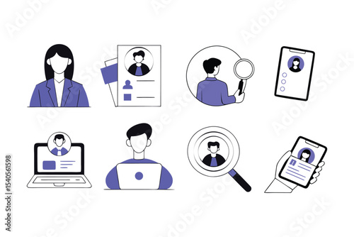 Modern Recruitment & AI Job Search Illustration Flat Minimalist Vector Design
