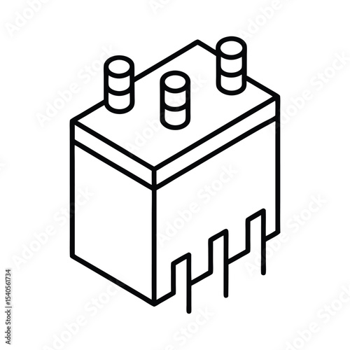 pcb mount relays line art on white background