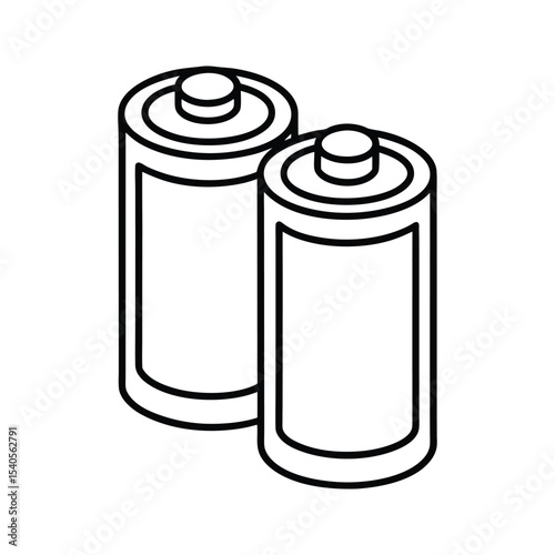 rechargeable batteries line art on white background