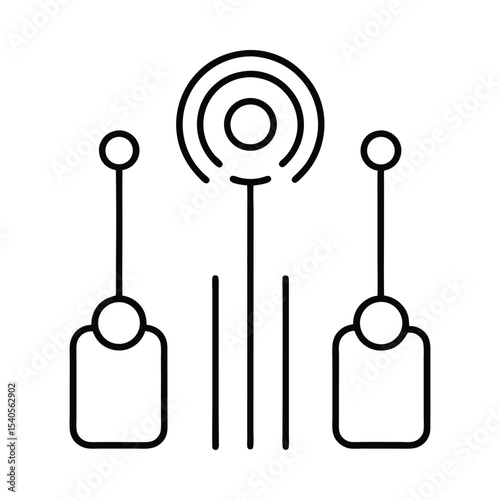 proximity sensors line art on white background
