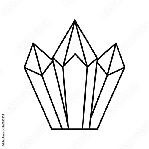 quartz crystals line art on white background